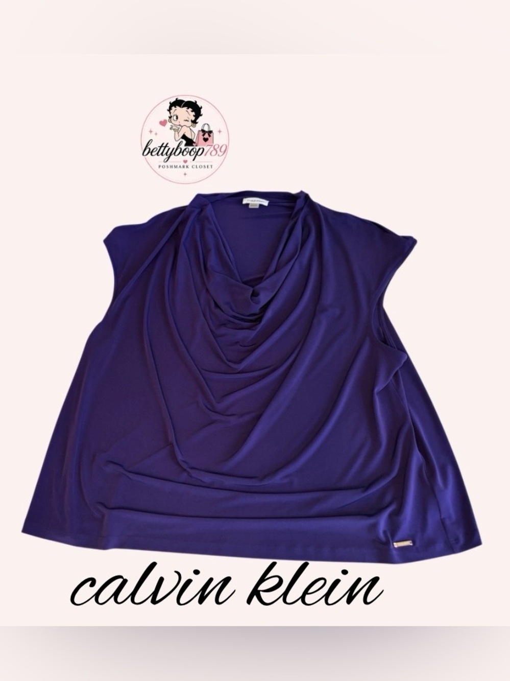 Calvin Klein Sleeveless Cowl Neck Top in Purple